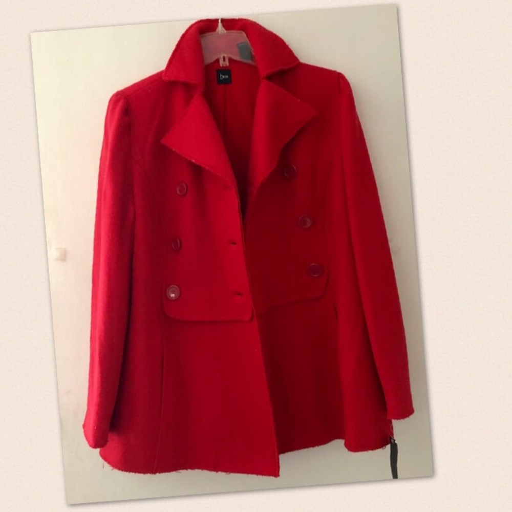 be LIPSTICK RED LINED WOOL DECONSTRUCTED JACKET